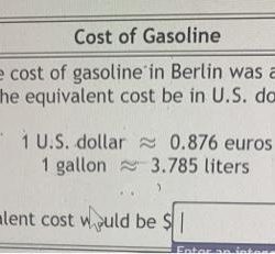 Euros per liter to dollars per gallon