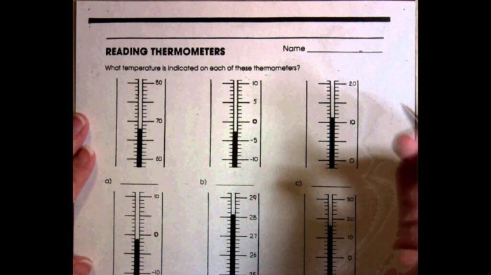 Reading thermometers worksheet answer key