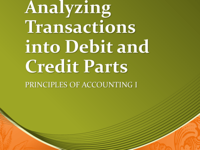 Problem 5-5 analyzing transactions into debit and credit parts