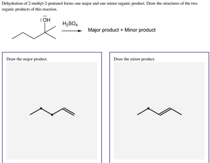 Draw the major product for the dehydration of 2-pentanol.